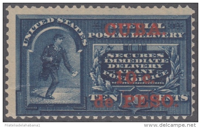 1899-115 CUBA US OCCUPATION. 1899. Ed.29. 10c MENSAJERO AZUL SIN GOMA. - Nuovi