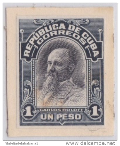 1910-81 CUBA. REPUBLICA. 1910. 1$ CARLOS ROLOFF. Ed.188. IMPERFORATED CARDBOARD PROOF. POLAND. - Ongebruikt