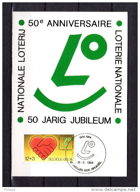 Carte Maximum De 1984 " 50 ANS DE LA LOTERIE NATIONALE ". N° YT 2128.  Parfait état. CM - 1981-1990