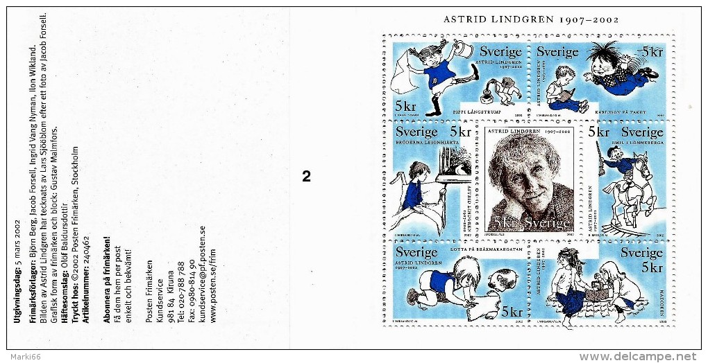 Sweden - 2002 - Astrid Lindgren, In Memorium - Mint Stamp Booklet - Neufs