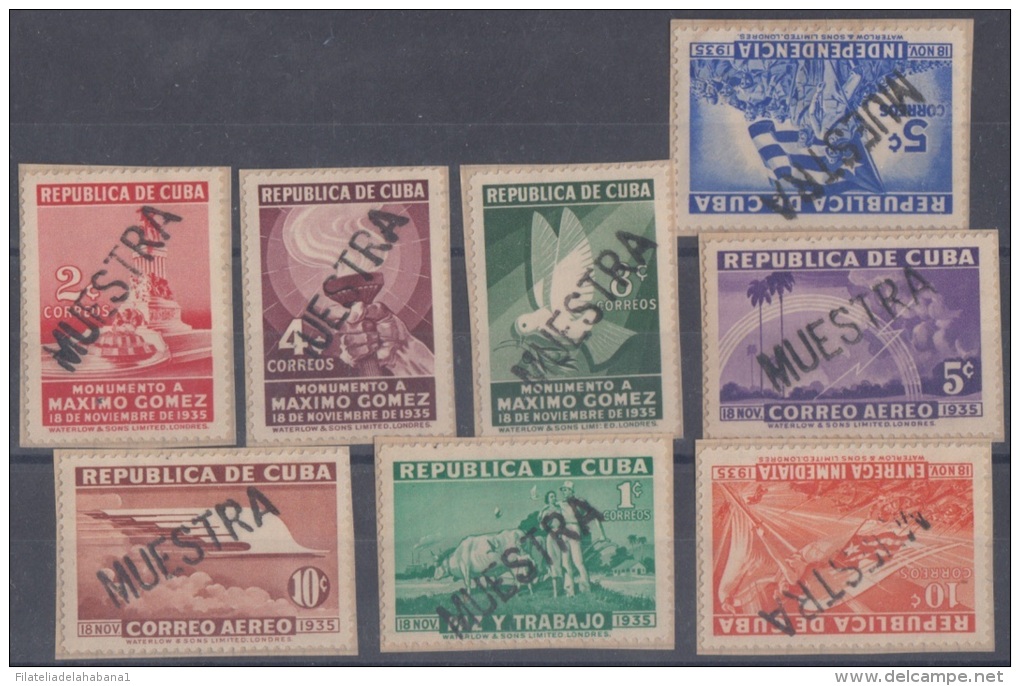 1936-160 CUBA. REPUBLICA. 1936. Ed.294-301 CENTENARIO DE MAXIMO GOMEZ. MUESTRA. PAPEL PEGADO. - Ungebraucht