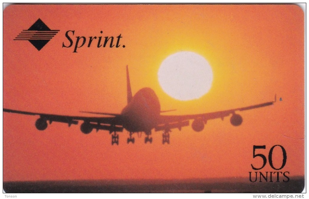 United States, Sprint Airline  2 Scans.  50 Units In Black, 2 Lines Bottom Right. Expiry.: 01/97 - Sprint