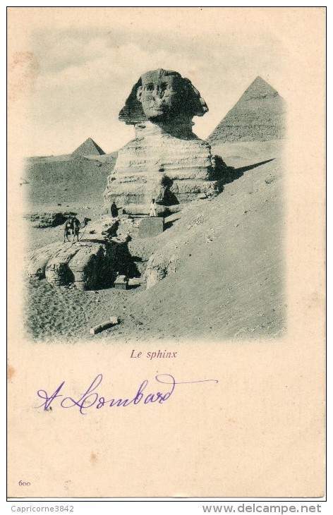 1900 - Egypte -  Timbre Postes Egyptiennes N°37 - Carte Postale Le Sphinx - 1866-1914 Khedivate Of Egypt