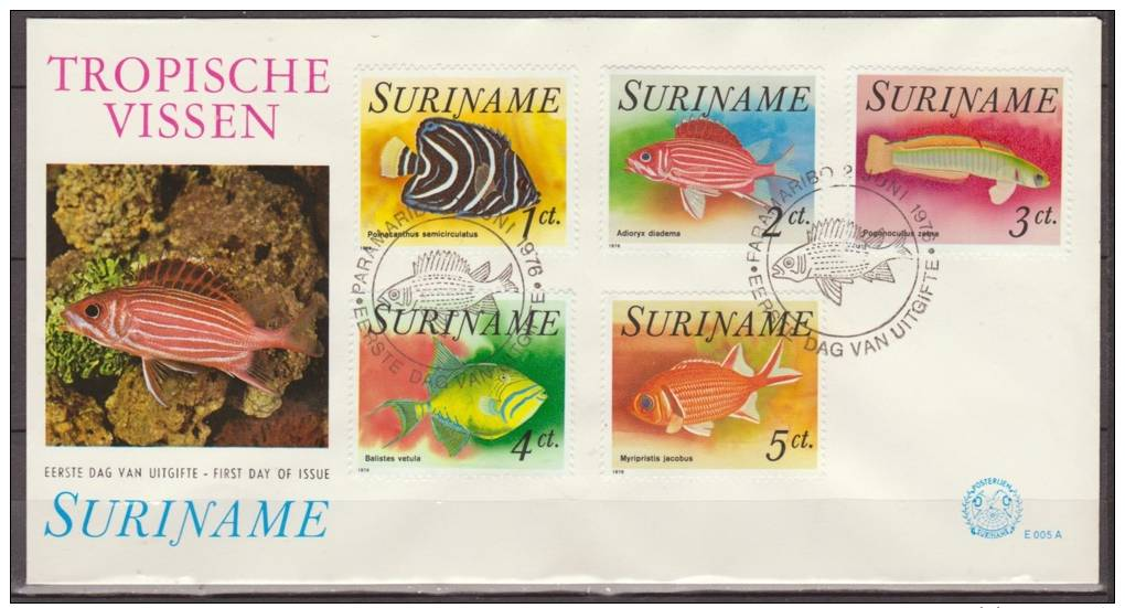 Suriname, 1976, Tropical Fishes, E005A, FDC - Vissen