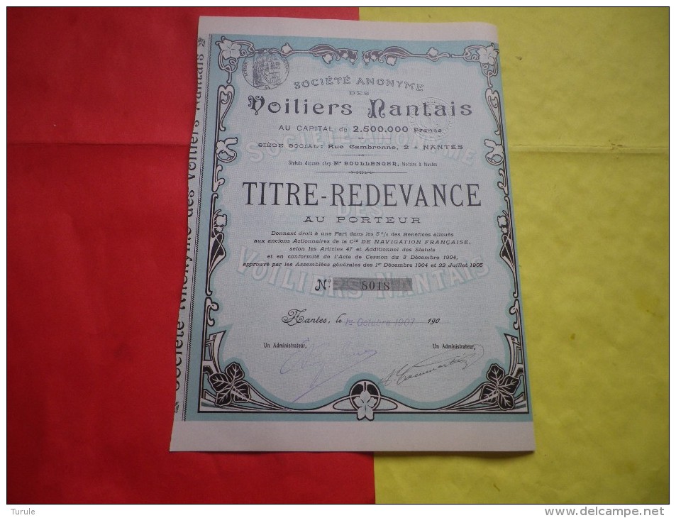 VOILIERS NANTAIS (1907) Nantes,loire Atlantique - Other & Unclassified