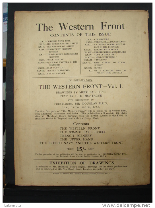 Liv. 166. The Western Front By Muirhead Bone. Part VII, July 1917 - Guerre 1914-18