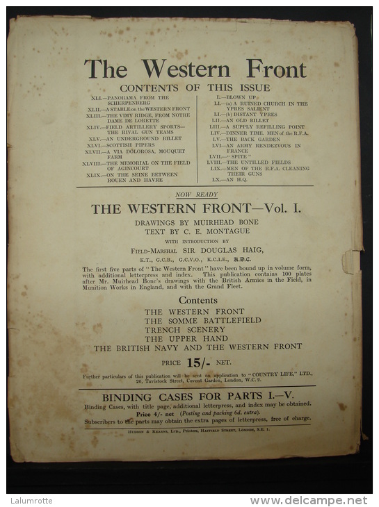 Liv. 169. The Western Front By Muirhead Bone. Part VIII, Aug 1917 - Guerre 1914-18