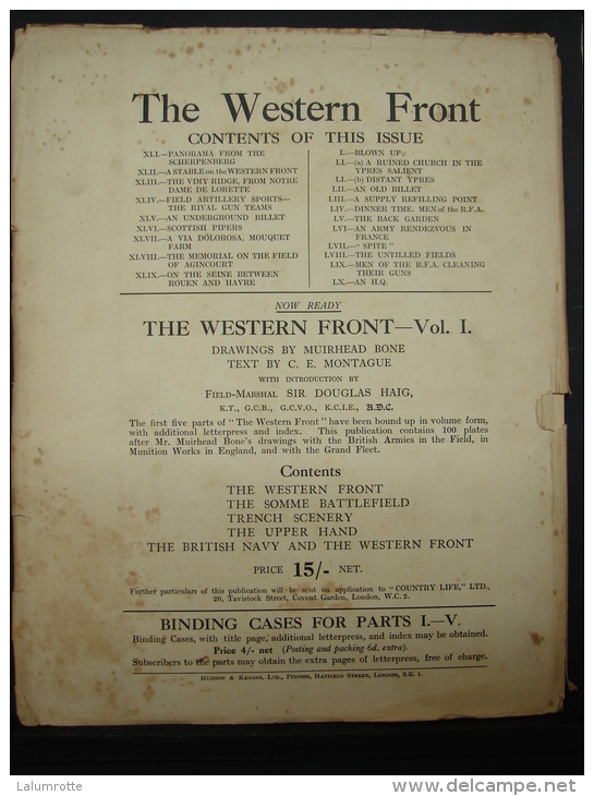 Liv. 169. The Western Front By Muirhead Bone. Part VIII, Aug 1917 - Guerra 1914-18