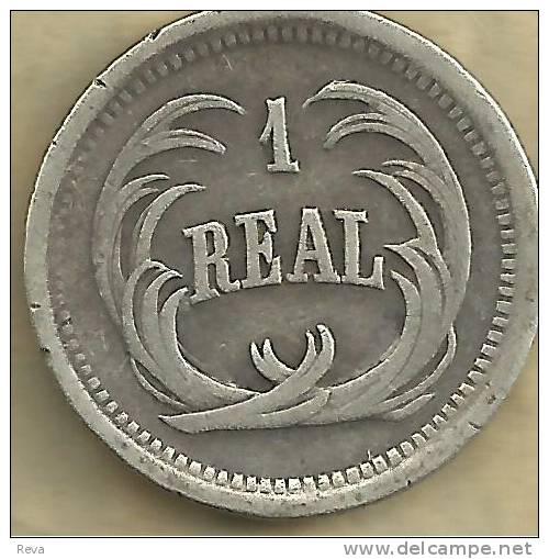 GUATEMALA  1 REAL  LEAVES FRONT  EMBLEM BACK  1874  VF AG SILVER KM? READ DESCRIPTION CAREFULLY !!! - Guatemala