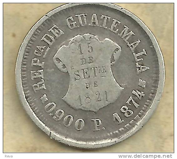 GUATEMALA  1 REAL  LEAVES FRONT  EMBLEM BACK  1874  VF AG SILVER KM? READ DESCRIPTION CAREFULLY !!! - Guatemala