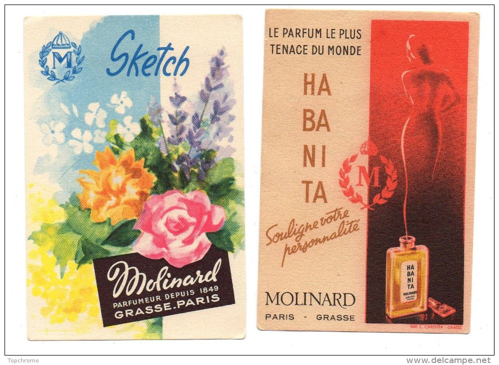 Carte Parfumée Sketch Molinard Habanita (2 Cartes) - Oud (tot 1960)