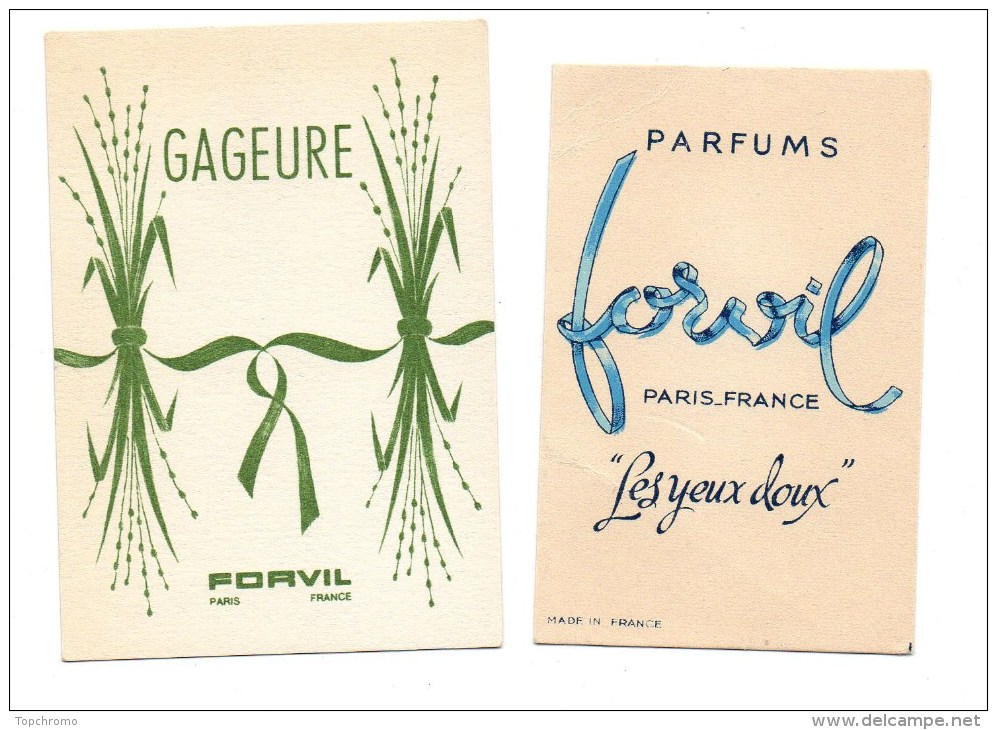 Carte Parfumée Gageure Forvil Les Yeux Doux (2 Cartes) - Anciennes (jusque 1960)