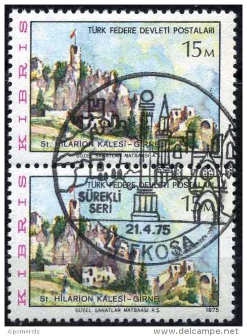 Turkish Cyprus 1975 - Mi. 12 O [pair], Fortress Saint Hilarion In Girne | Tourism - Used Stamps