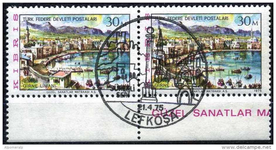 Turkish Cyprus 1975 - Mi. 15 O [pair], Girne Port | City View | Tourism - Used Stamps