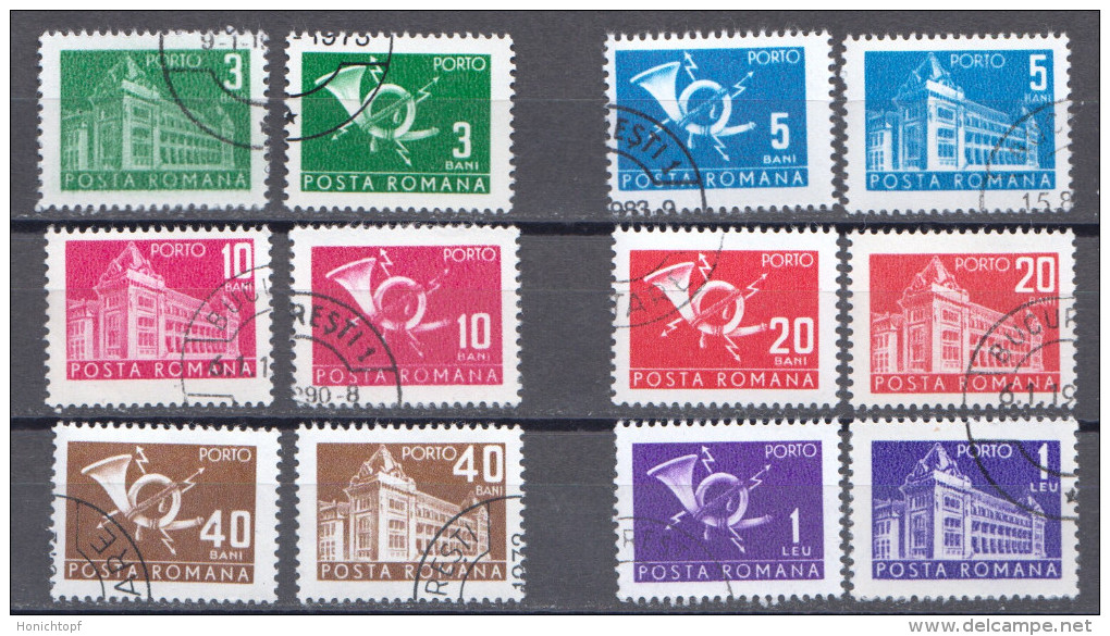 Rumänien; Portomarken; 1970; Michel 113/18 O; Postgebäude - Franquicia