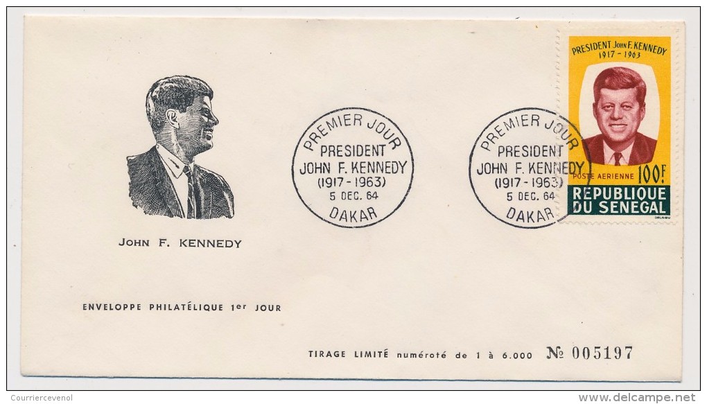 SENEGAL => FDC - 100F Président Kennedy - 1964 - Dakar - Senegal (1960-...)