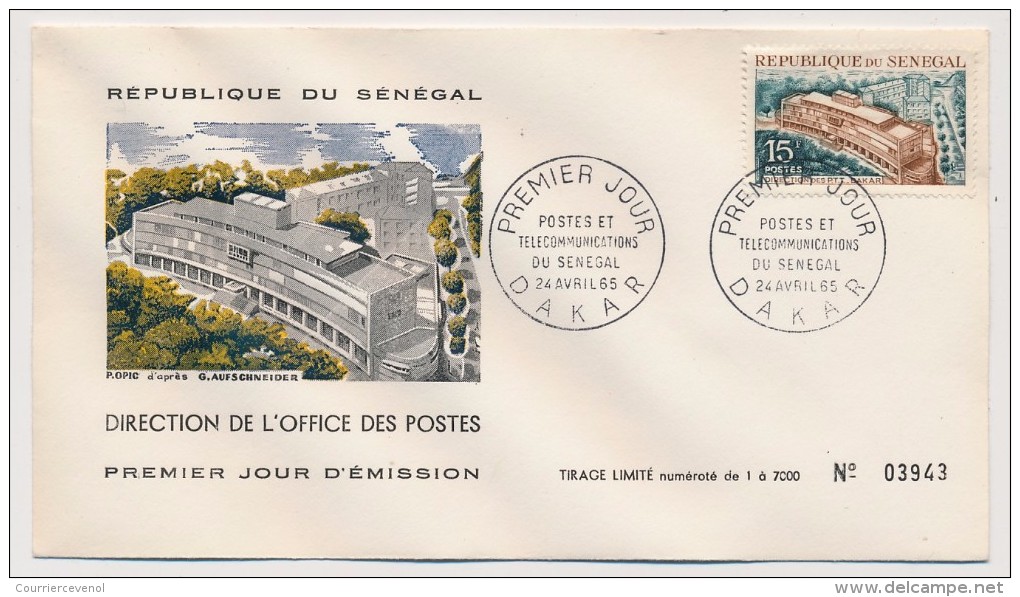 SENEGAL => 2 FDC - 10F Abdoulaye Seck - Postes Et Télécommunications Du Sénégal - 1965 - Dakar - Senegal (1960-...)