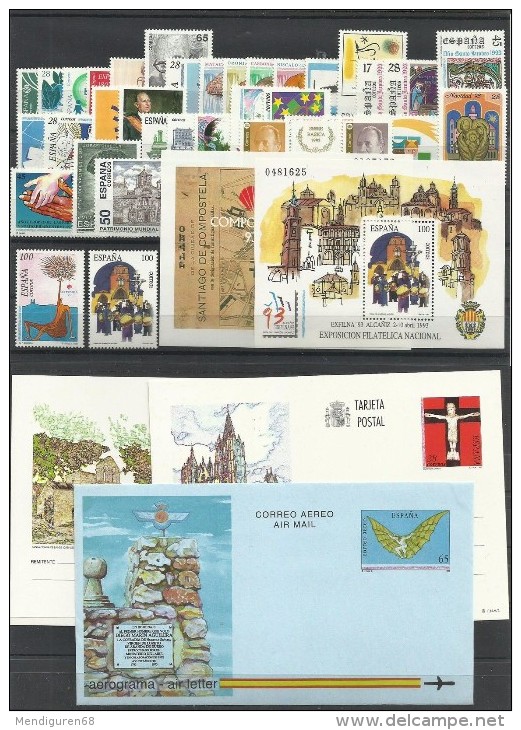 ESPAGNE SPANIEN ESPAÑA SPAIN 1993 FULL YEAR AÑO COMPLETO STAMPS, SHEET CARNETS & FDC SELLOS, HB, CARNÉS Y FDC MNH - Años Completos