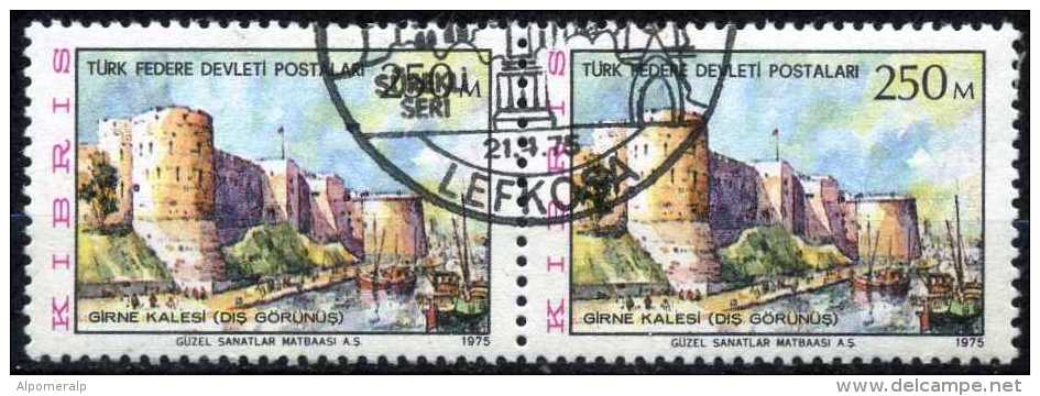 Turkish Cyprus 1975 - Mi. 18 O [pair], Fortress Of Girne (Kyrenia) | Tourism - Used Stamps