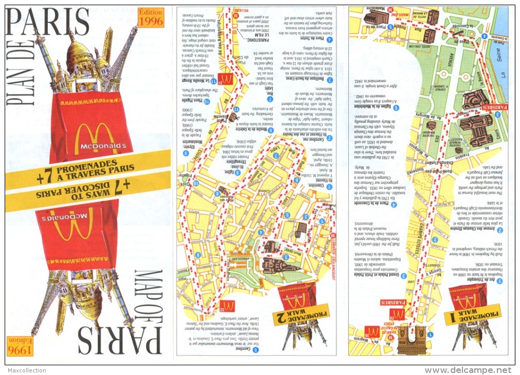 Map Of Paris From McDonald´s. 1996. - Altri & Non Classificati