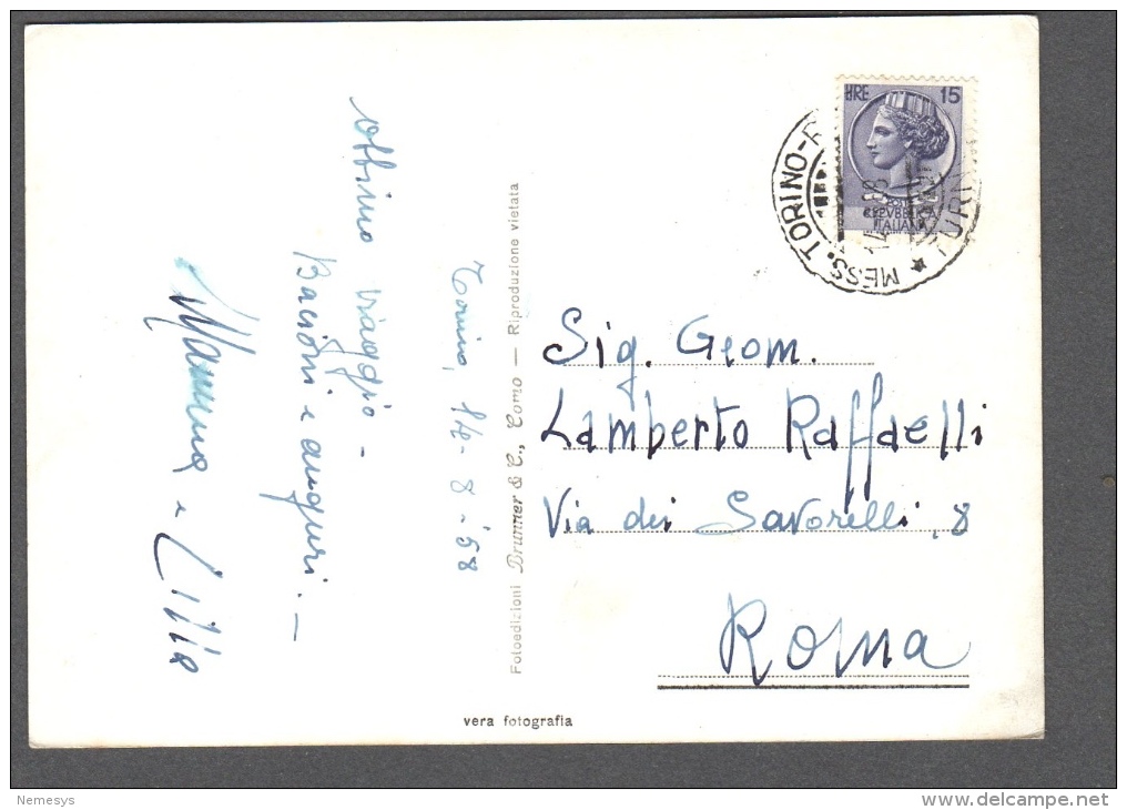 1958 TORINO PALAZZO CARIGNANO FG V SEE 2 SCANS TIMBRO AMBULANTE ANIMATA - Palazzo Carignano