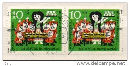 Deutschland 1962 Michel 386 2x Gestempelt - Märchen Schneewittchen - Wohlfahrt, Yvert Nr. 258 - Usati