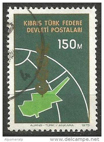 Turkish Cyprus 1975 - Mi. 22 O,  Culture | Cyprus Map | Globe | Freedom Of Cyprus - Used Stamps
