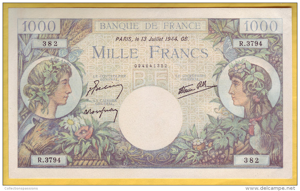BILLET FRANCAIS - 1000 Francs Commerce Et Industrie 13.7.1944 NEUF - 1 000 F 1940-1944 ''Commerce Et Industrie''