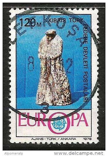 Turkish Cyprus 1976 - Mi. 28 O, ”A Thoughtful Man” A Small Ceramic Statue |  Europa (C.E.P.T.) - Handicrafts - Used Stamps