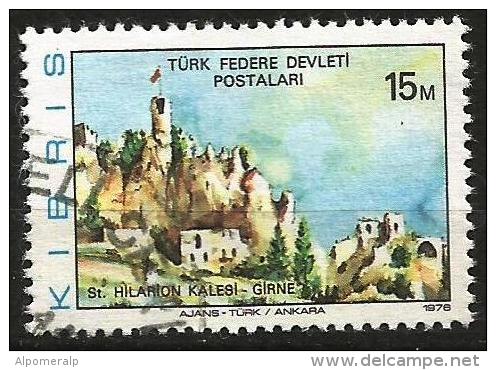 Turkish Cyprus 1976 - Mi. 37 O, Saint Hilarion Fortress, Girne | Castles | Tourism | Paintings - Oblitérés