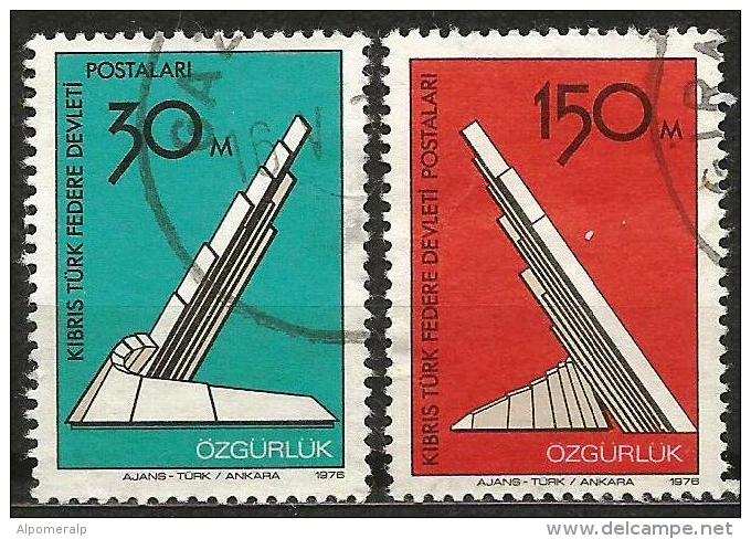 Turkish Cyprus 1976 - Mi. 39-40 O, Monument | Liberation - Used Stamps