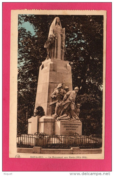 55 MEUSE BAR-le-DUC, Monument Aux Morts 1914-18, Colorisée, (OR, Ch. Brunet, Reims) - Monuments Aux Morts