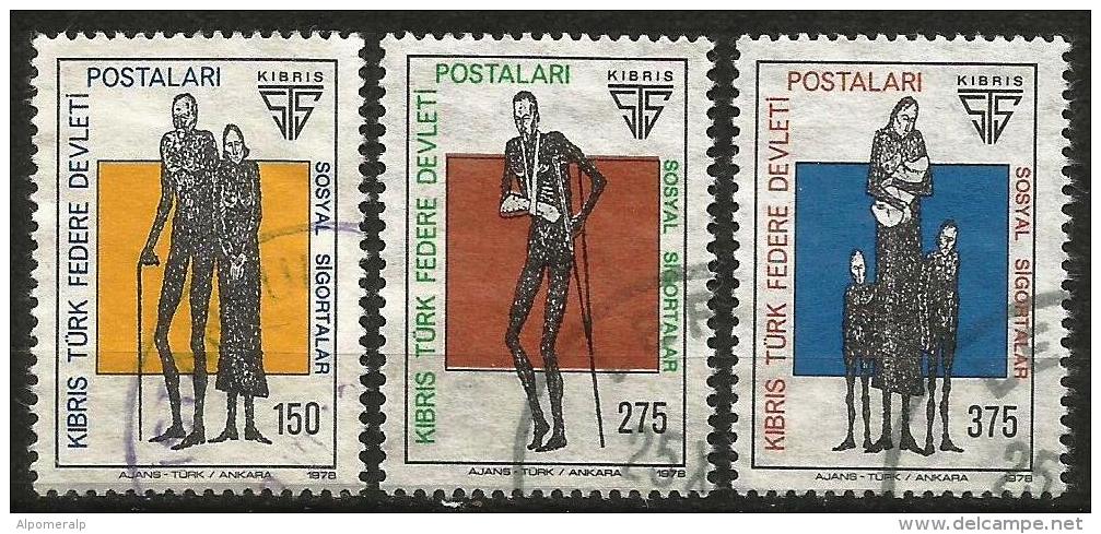 Turkish Cyprus 1978 - Mi. 52-54 O,  Social Insurance | Old People | Wounded Man | Mother And Children - Used Stamps