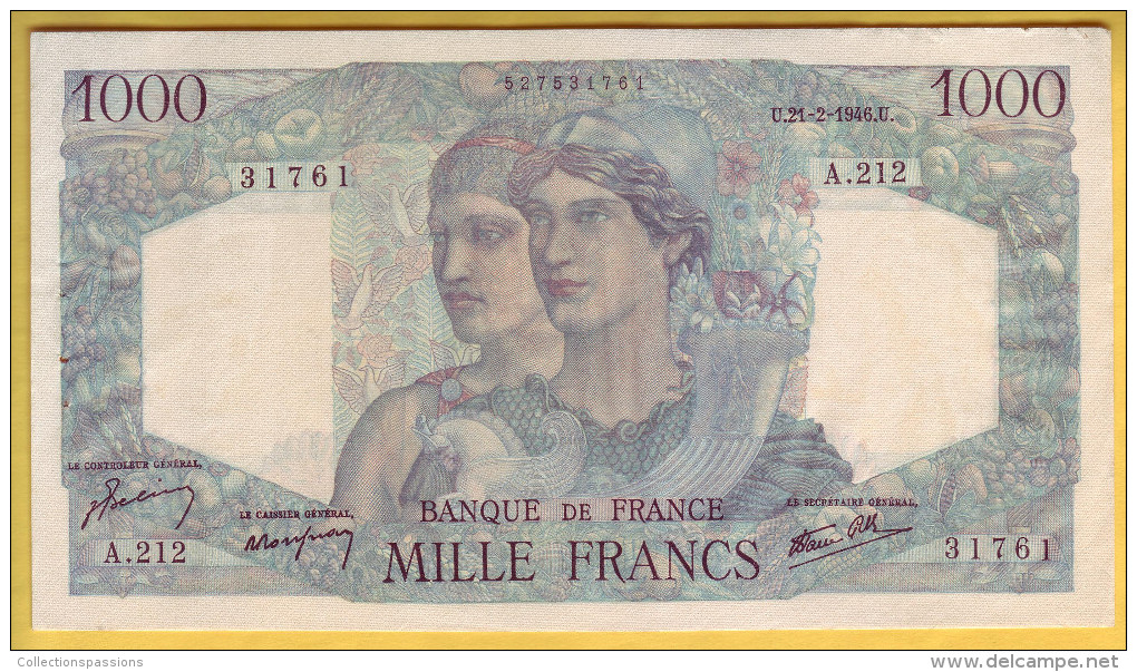 BILLET FRANCAIS - 1000 Francs Minerve Et Hercule 21.2.1946 SUP+ - 1 000 F 1945-1950 ''Minerve Et Hercule''