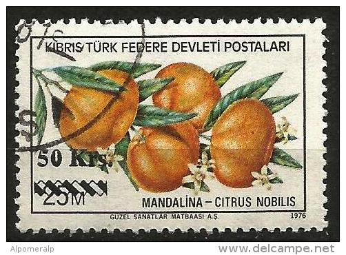 Turkish Cyprus 1979 - Mi. 66 O, Mandarin (Citrus Nobilis) | Fruits | Plants (Flora) | Overprint - Used Stamps