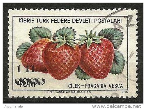 Turkish Cyprus 1979 - Mi. 67 O, Strawberry (Fragaria Vesca) | Fruits | Plants (Flora) | Overprint - Oblitérés