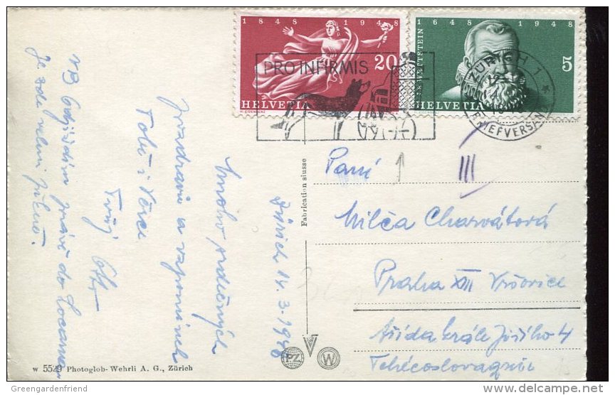 3522 Switzerland, Special Postmark 1948  Zurich  Pro Infirmis,  Dog,  Circuled Card - Hunde