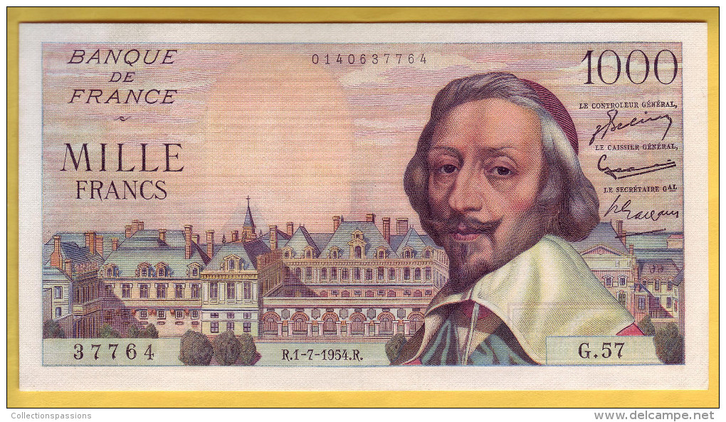 BILLET FRANCAIS - 1000 Francs Richelieu 1.7.1954 SPL - 1 000 F 1953-1957 ''Richelieu''