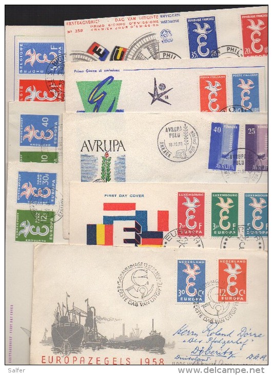 CEPT 1958  Anno Completo 7 Buste FDC - Full Years