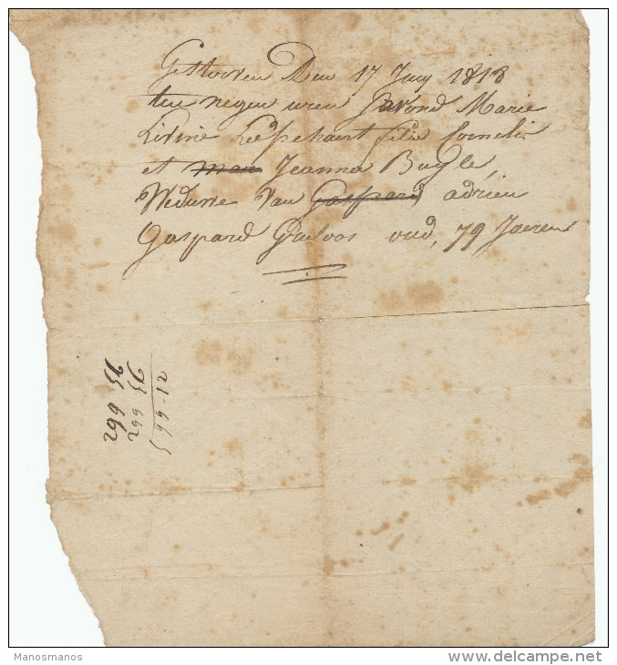 041/24 - WETTEREN 3 Documents Anciens 1733 , 1737 (1800) Et 1818 - Familles Gruloos Et Duytschaevers - 1714-1794 (Paises Bajos Austriacos)