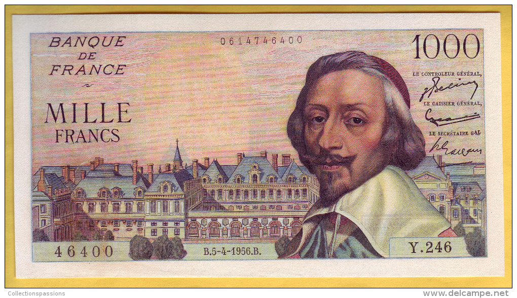 BILLET FRANCAIS - 1000 Francs Richelieu 5.4.1956 SUP - 1 000 F 1953-1957 ''Richelieu''