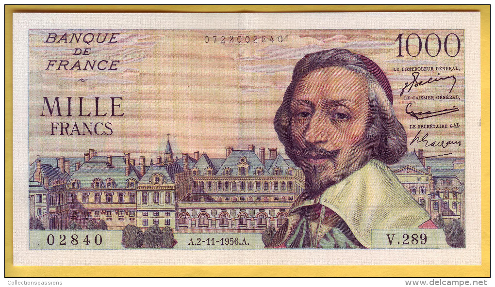 BILLET FRANCAIS - 1000 Francs Richelieu 2.11.1956 TTB+ - 1 000 F 1953-1957 ''Richelieu''