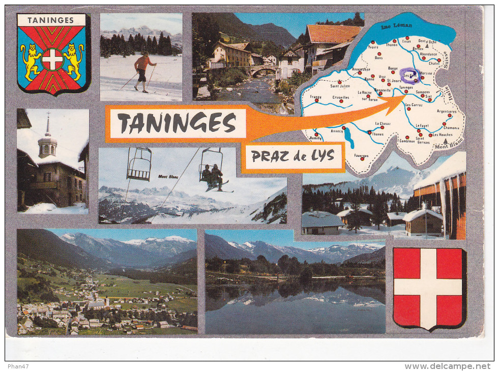 TANINGES (74-Haute Savoie),PRAZ DE LYS, Téléski, Skieur, Blason, Carte, 6 Vues, Ed. Cellard 1981 - Taninges
