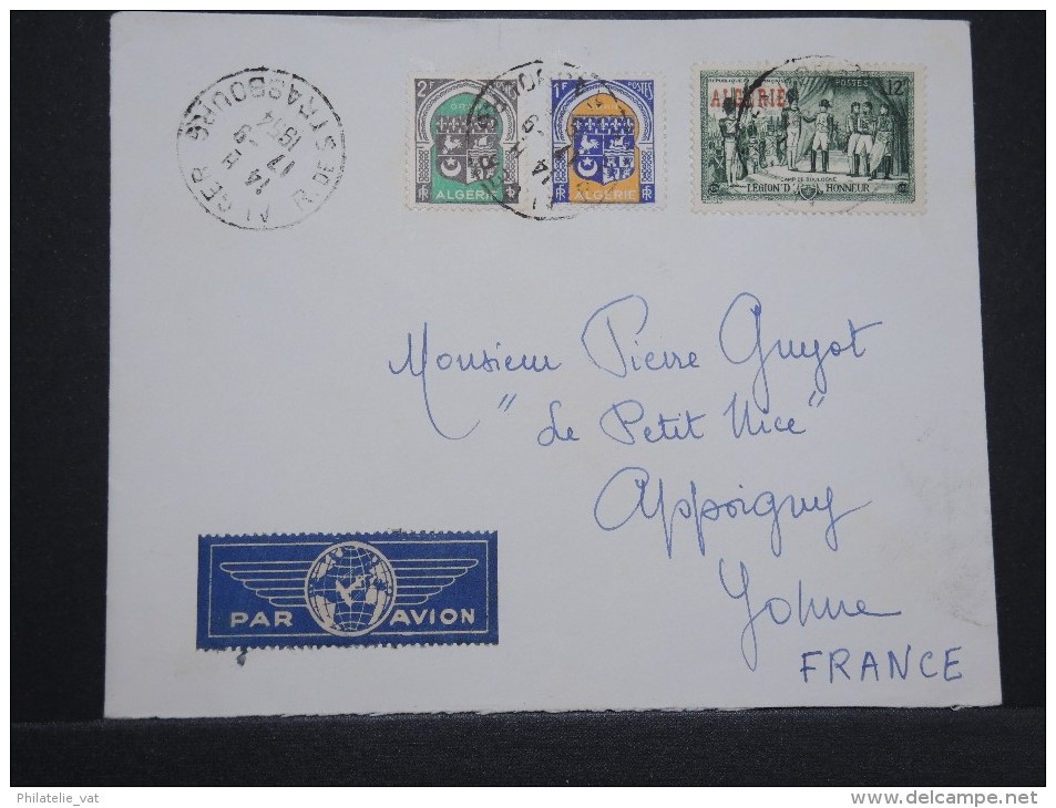 FRANCE - ALGERIE - Enveloppe De Alger Par Avion ( étiquette) Pour La France En 1954 - A Voir - Lot P14799 - Lettres & Documents