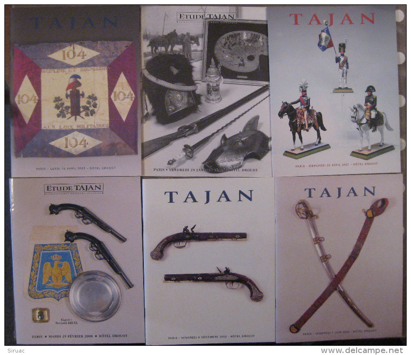 LOT DE 6 CATALOGUES ARMES A FEU BLANCHES ET DIVERS VENTES TAJAN - Armas Blancas