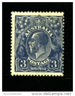 AUSTRALIA - 1926  KGV HEAD  3d  BLUE  SMALL MULTIPLE WMK  PERF 14 MINT NH  SG 90 - Neufs