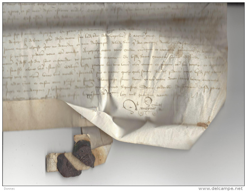 PARCHEMIN , 1437, France, Sceau ( Cassé ) - Manuscritos