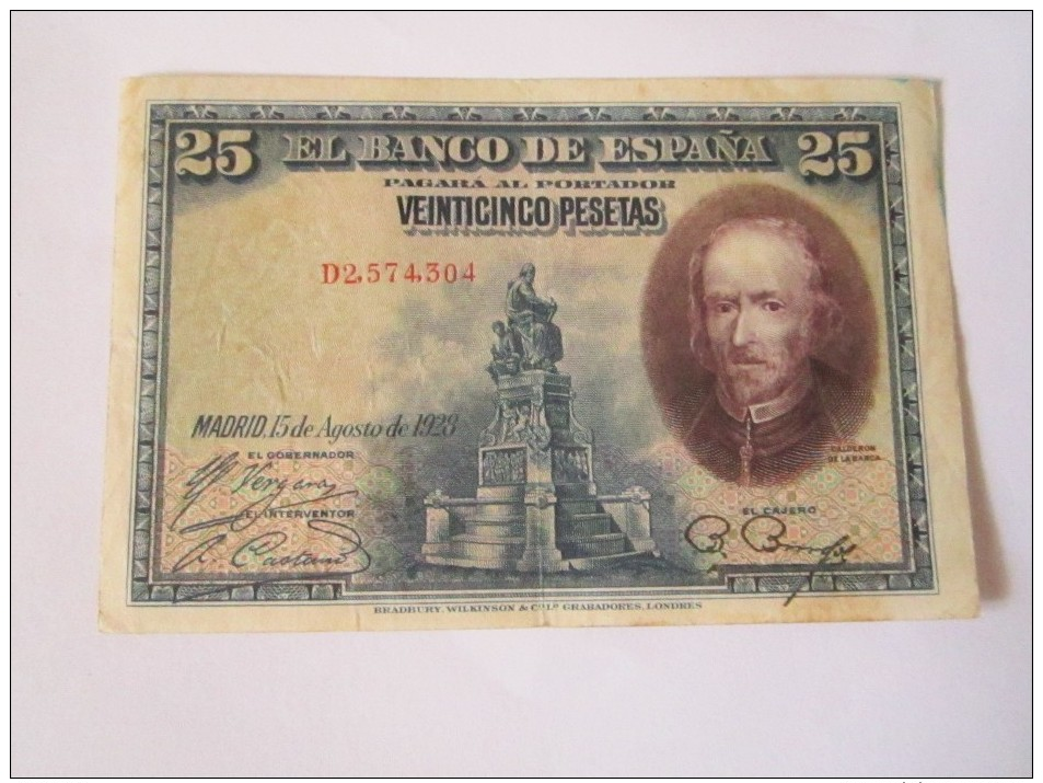 ---------1 BILLET--25--PESETAS---1928---ESPAGNE---- - Verzamelingen