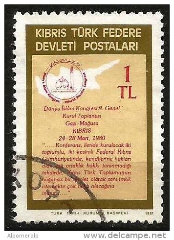 Turkish Cyprus 1981 - Mi. 95 O, Text | Solidarity With Islamic Countries | Emblems - Used Stamps