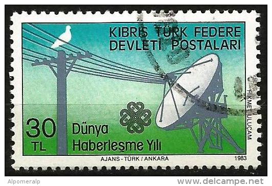 Turkish Cyprus 1983 - Mi. 132 O, Satellite Communication | Telecom | Pigeon | Telephone Poles - Oblitérés